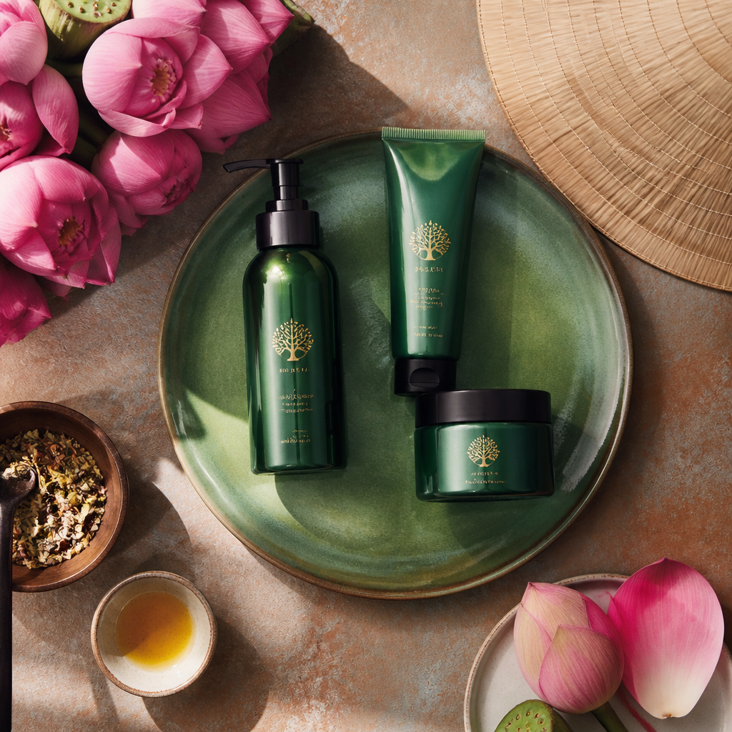 Một người đang thoa các lớp sản phẩm chăm sóc da lên mặt một cách cẩn thận, từ serum đến dầu dưỡng, minh họa thứ tự ứng dụng đúng.