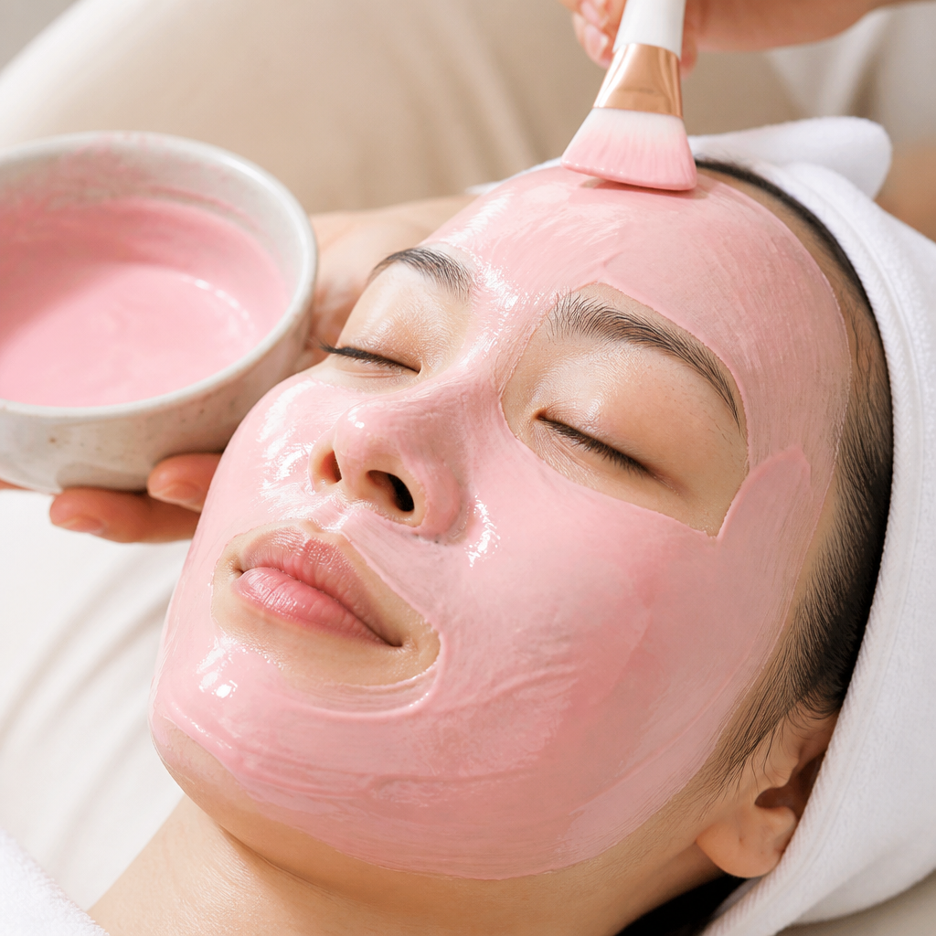 Phụ nữ đang đắp mặt nạ chuyên sâu cho da mặt