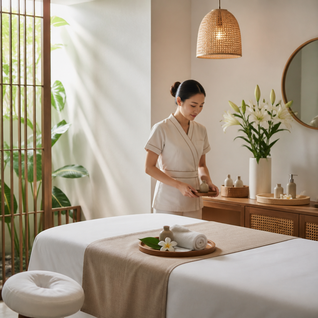 Phòng trị liệu spa hiện đại với máy móc cao cấp, tượng trưng cho dịch vụ chăm sóc sắc đẹp toàn diện tại Hera Beauty.