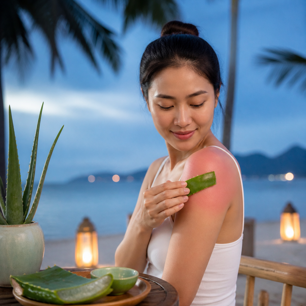 Lá nha đam tươi và gel nha đam thoa lên da