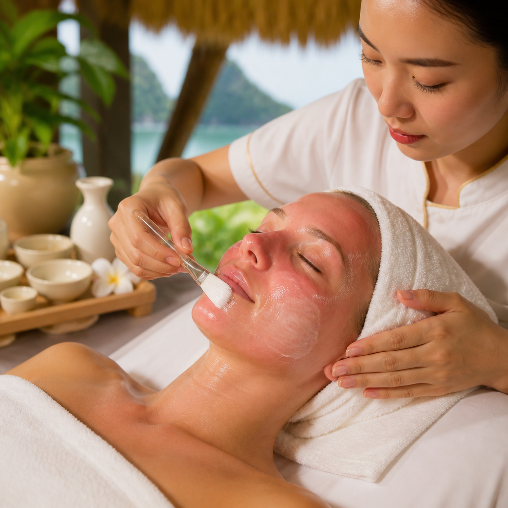 Chuyên viên thực hiện liệu trình chăm sóc da tại spa